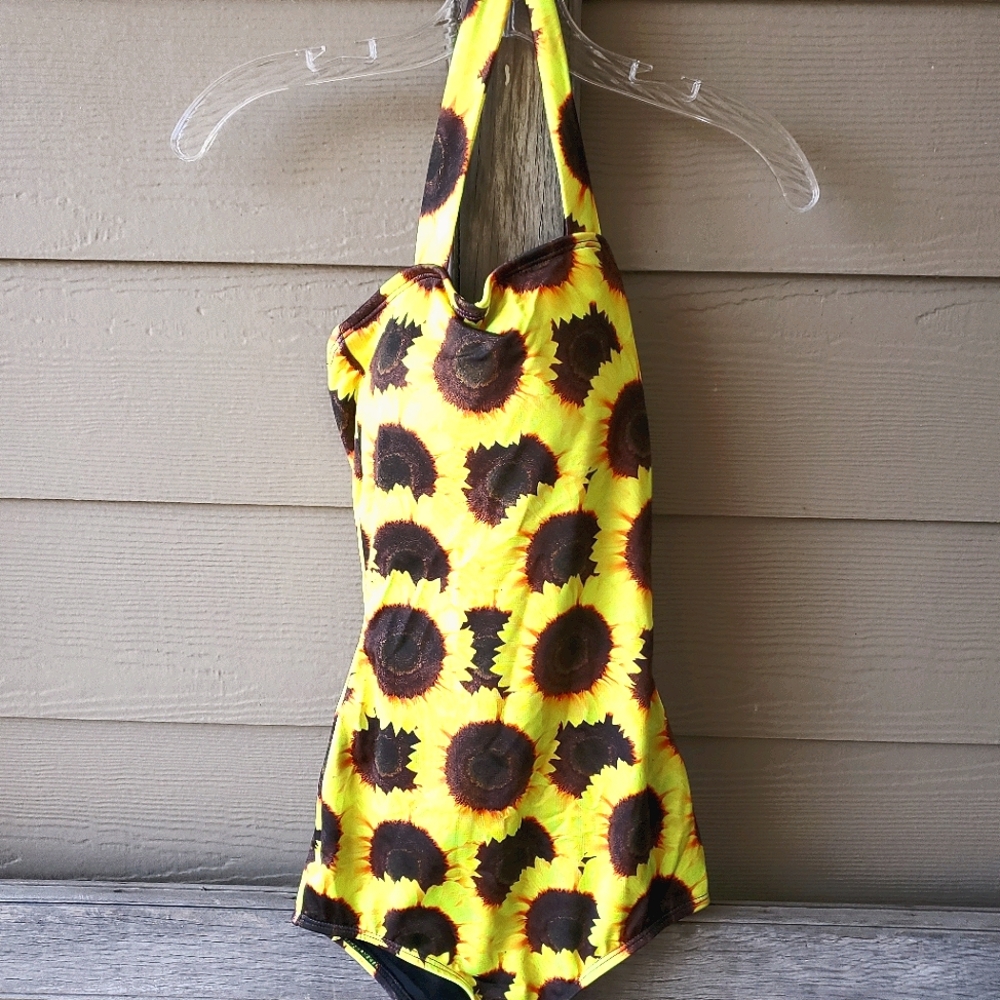 NWOT Beverly Swimwear Sunflower Halter One Piece